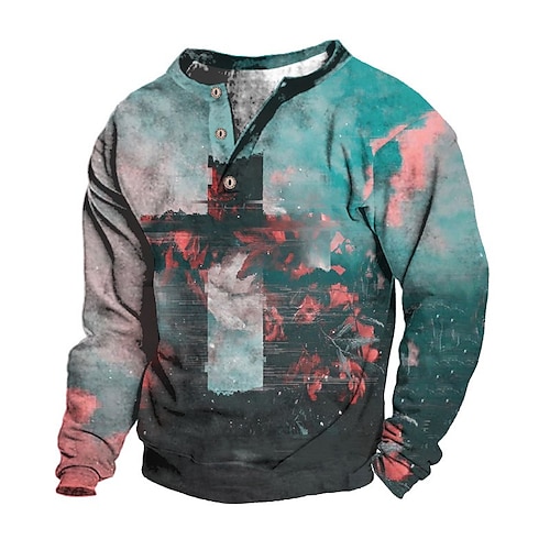 

Men's Unisex Sweatshirt Pullover Button Up Hoodie Graphic Prints Landscape Print Casual Daily Sports 3D Print Designer Casual Big and Tall Clothing Apparel Hoodies Sweatshirts Long Sleeve Green