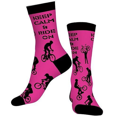 

Socks Cycling Socks Men's Women's Bike / Cycling Breathable Soft Comfortable 1 Pair Graphic Cotton Rose Red S M L / Stretchy