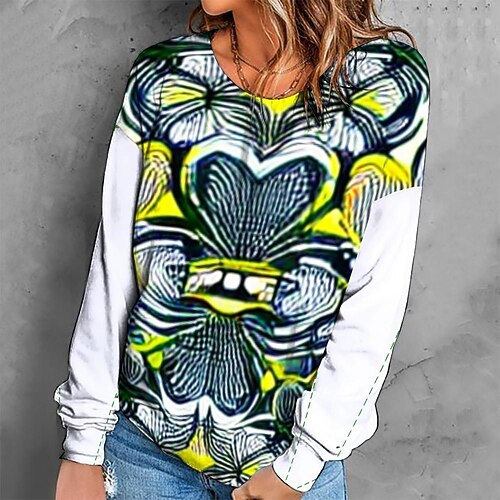 

Women's Sweatshirt Pullover Retro Green Graphic Geometric Tie Dye Casual Round Neck Long Sleeve S M L XL 2XL 3XL / Winter
