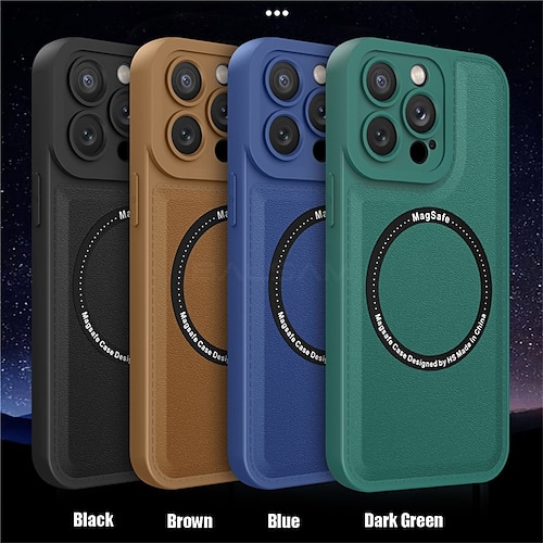 

Phone Case For Apple Leather With Magsafe iPhone 13 Pro Max 12 Mini 11 X XR XS Max 8 7 Bumper Frame Magnetic Dustproof Solid Colored TPU