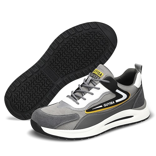 

Men's Safety Shoe Boots Plus Size Sporty Casual Athletic Safety Shoes Suede Booties / Ankle Boots Gray Fall Spring
