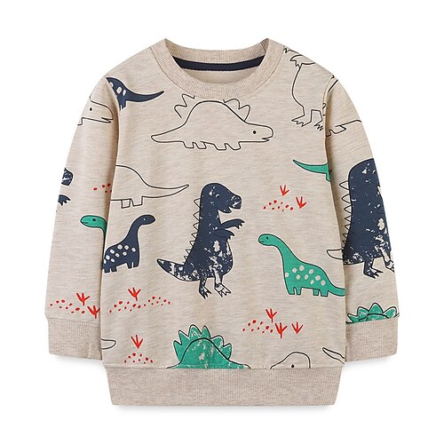 

Kids Boys Sweatshirt Animal Outdoor Long Sleeve Fashion Cotton 3-10 Years Winter Light Brown