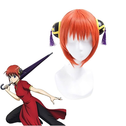 

Gintama Kagura 30CM Orange Anime Cosplay Wig Halloween Cosplay Party Wigs