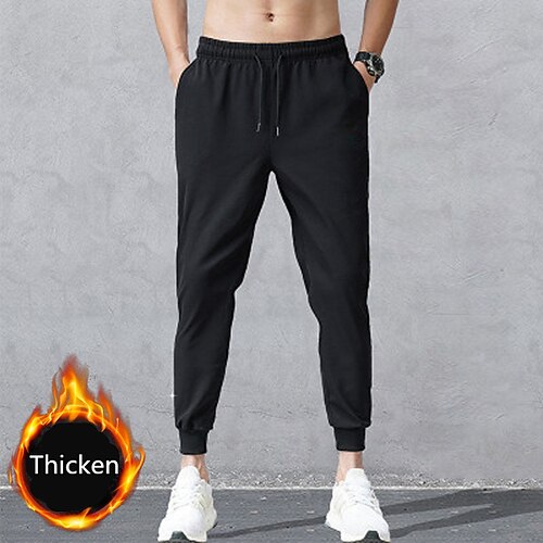 

Men's Joggers Winter Pants Trousers Casual Pants Solid Colored Windproof Warm Full Length Casual Daily Casual / Sporty Thicken Loose Fit Black Micro-elastic / Drawstring / Elasticity