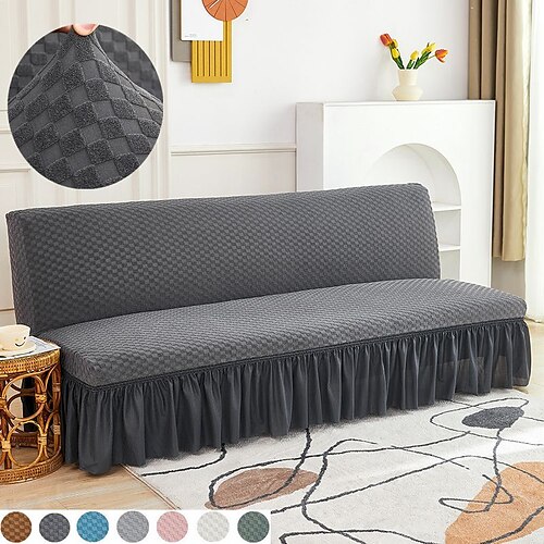 

1-Piece Sofa Slipcover with Skirt Armless Sofa Cover Furniture Protector Without Armrests Slipcover Soft with Elastic Bottom