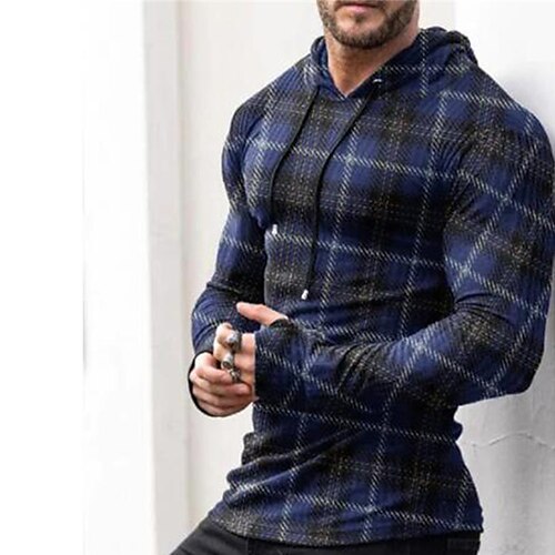 

Men's Unisex Pullover Hoodie Sweatshirt Graphic Prints Tartan Print Daily Sports 3D Print Streetwear Designer Casual Hoodies Sweatshirts Blue