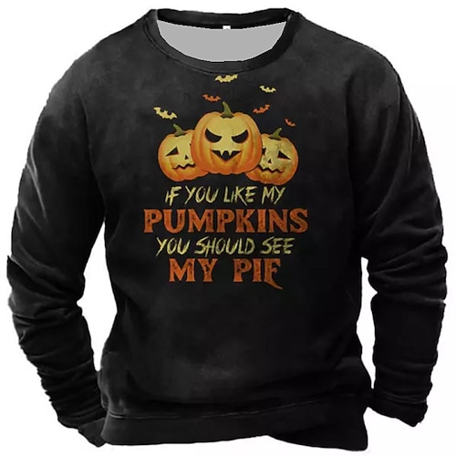 

Men's Unisex Sweatshirt Pullover Navy Blue Black Crew Neck Pumpkin Graphic Prints Print Halloween Daily Sports 3D Print Streetwear Designer Casual Spring & Fall Clothing Apparel Hoodies Sweatshirts