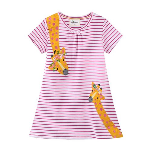 

Kids Girls' Dress Animal A Line Dress Dress Daily Cotton Short Sleeve Princess Dress 2-6 Years Spring Pink