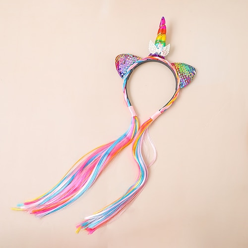 

Niños / Bebé Chica Activo / Dulce Diario Unicornio Bloque de color Lentejuelas Poliéster Accesorios para el Cabello Arco Iris Tamaño Único