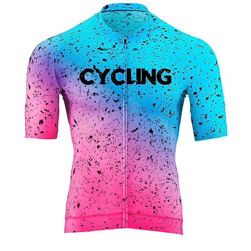 

21Grams Men's Cycling Jersey Short Sleeve Bike Jersey Top with 3 Rear Pockets Mountain Bike MTB Road Bike Cycling Breathable Quick Dry Moisture Wicking Reflective Strips Yellow Orange Blue Gradient