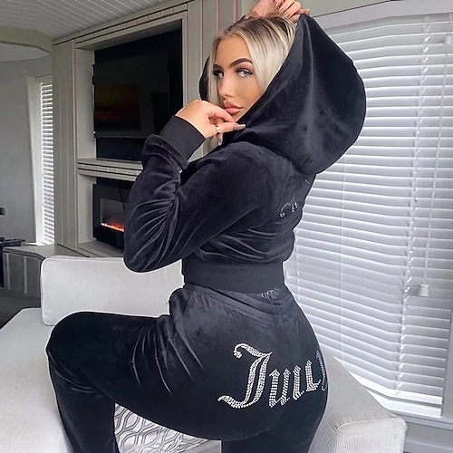 

Women's Tracksuit Sweatsuit 2 Piece Casual Winter Long Sleeve Thermal Warm Breathable Moisture Wicking Fitness Running Jogging Sportswear Activewear Black Gray Rosy Pink / Hoodie / Track pants