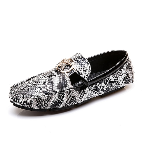 

Men's Loafers & Slip-Ons Moccasin Comfort Shoes Driving Loafers Casual Classic British Daily Party & Evening PU Red Silver Fall Spring