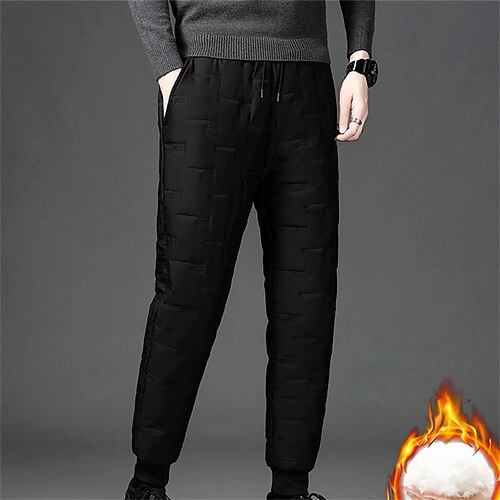 

Men's Down Pants Winter Pants Casual Pants Drawstring Elastic Waist Solid Color Comfort Warm Casual Daily Streetwear Fashion Trousers 1 2 Micro-elastic / Elasticity