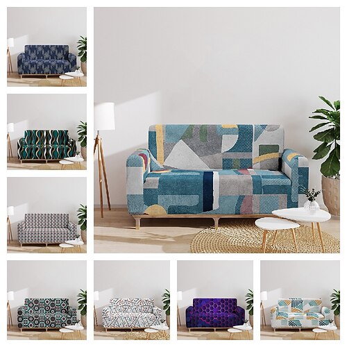 

Geometric Printed Sofa Cover Stretch Slipcovers Soft Durable Couch Cover 1 Piece Spandex Fabric Washable Furniture Protector fit Armchair Seat/Loveseat/Sofa/XL Sofa