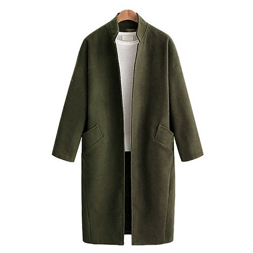 

Women's Winter Coat Warm Breathable Outdoor Street Going out Casual Daily Pocket Single Breasted Stand Collar Active Ordinary Comfortable Street Style Solid Color Regular Fit Outerwear Long Sleeve