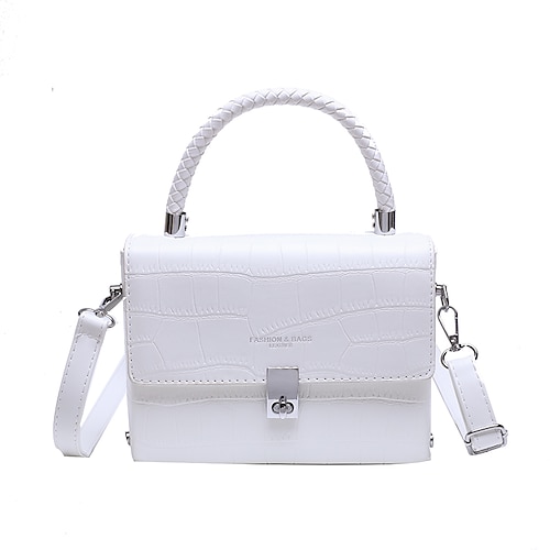 

Women's Leather Bag Top Handle Bag PU Leather Zipper Solid Color Going out Office & Career Green White Black Blue