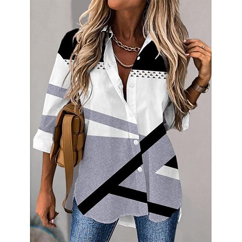 

Women's Blouse Shirt Pink Floral Button Print Long Sleeve Holiday Weekend Streetwear Casual Shirt Collar Regular Floral S / 3D Print