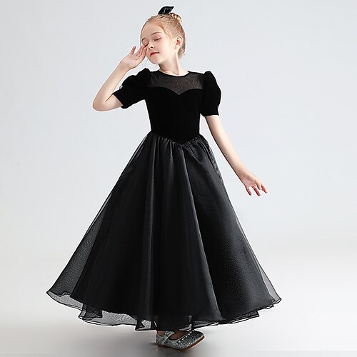 

Party Pageant & Performance Princess Flower Girl Dresses Jewel Neck Floor Length Polyester / Cotton Blend with Bow(s) Pure Color Cute Girls' Party Dress Fit 3-16 Years