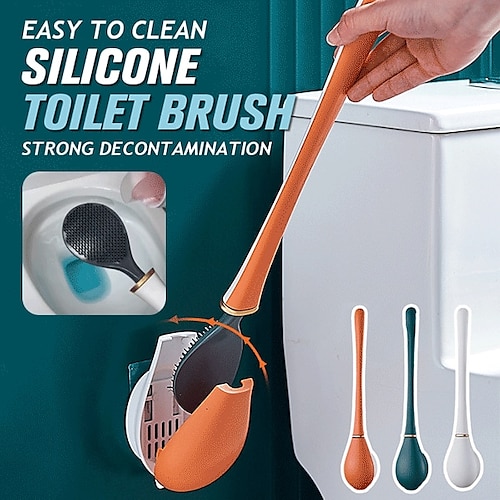 

Silicone Brush Head Toilet Brush Wall-Mounted Automatic Opening And Closing Bathroom Cleaning Brush Set No Dead Corner Wash Gift for Family