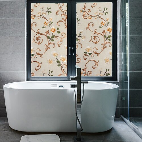 

10045cm PVC Frosted Static Cling Peony Glass Film Window Privacy Sticker Home Bathroom Decortion / Window Film / Window Sticker / Door Sticker Wall Stickers for bedroom living room