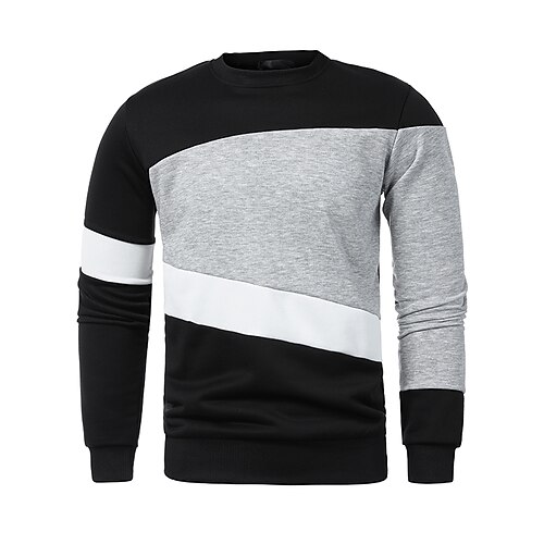 

Men's Unisex Sweatshirt Crew Neck Color Block Patchwork Daily Sports Work Work Hip Hop Athletic Clothing Apparel Hoodies Sweatshirts Long Sleeve Loose Fit Light Grey Dark Gray / Fall