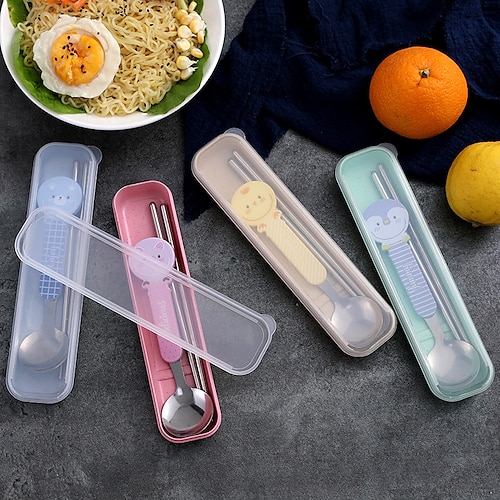 

Wheat Straw Dinnerware Set Portable Tableware Spoon Chopsticks Set Travel Cutlery Set Eco-Friendly Utensil Box