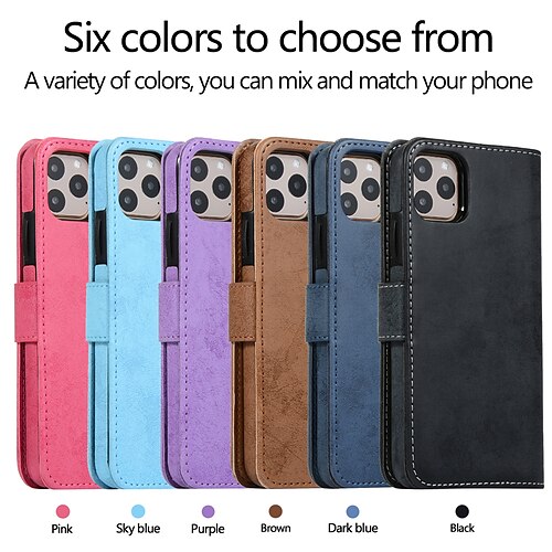 

telefono Custodia Per Apple Porta carte di credito iPhone 14 Pro Max Plus 13 12 11 Mini X XR XS 8 7 A prova di sporco Slot per porta carte Flip magnetico Tinta unita TPU pelle sintetica