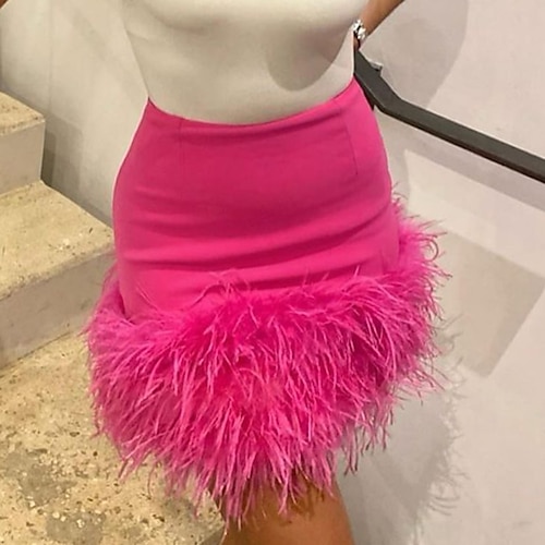 

Women's Skirt Above Knee Polyester Pink Skirts Streetwear Carnival Homecoming S M L