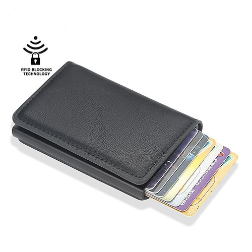 

Women's Unisex Credit Card Holder Wallet PU Leather Zipper Solid Color Maroon Yellowish brown Plain blue Black
