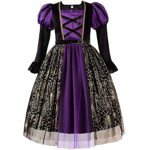 

Kids Little Girls' Dress Cartoon A Line Dress Performance Halloween Purple Long Sleeve Princess Beautiful Dresses Halloween Winter Fall Regular Fit 3-10 Years