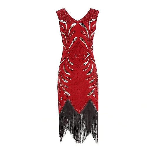 

Women's Fringe Dress Sequin Dress Sheath Dress Midi Dress Green Black Wine Sleeveless Pure Color Sequins Winter Fall Autumn V Neck Party Evening Party Wedding Guest 2022 S M L XL XXL 3XL 4XL