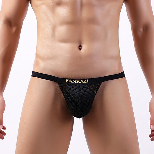 

Men's Basic Panties Briefs 1 PC Underwear Fashion Simple Sexy Cut Out Pure Color Mid Waist Touch of Sensation Comfort Green Black Pink S M L