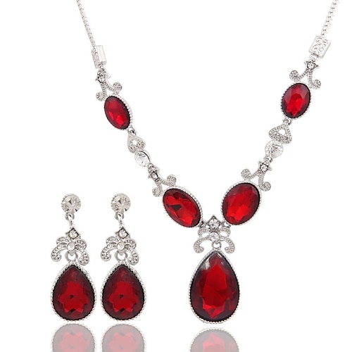 

May polly Hot selling drop shaped zircon fashion bride banquet necklace earring set