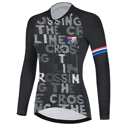 

21Grams Women's Cycling Jersey Long Sleeve Bike Top with 3 Rear Pockets Mountain Bike MTB Road Bike Cycling Breathable Quick Dry Moisture Wicking Reflective Strips Black Polyester Spandex Sports