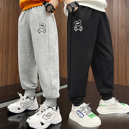 

Kids Boys Pants Solid Colored Streetwear Street Cotton 3-13 Years Fall Black Gray