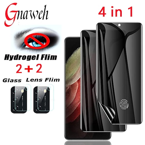 

4 In 1 Anti-spy Screen Protector For Samsung Galaxy S22 S21 S20 Plus Ultra FE Note 20 10 9 Privacy Hydrogel Camera Lens Film