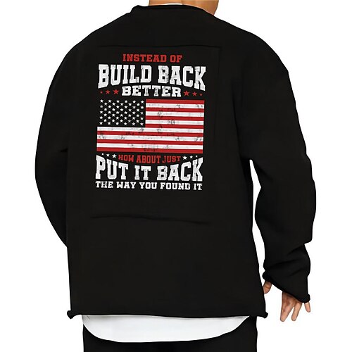 

Men's Sweatshirt Graphic American Flag Print Sports Outdoor Casual Sports Hot Stamping Basic Sportswear Casual Clothing Apparel Hoodies Sweatshirts Long Sleeve Black / Spring / Fall