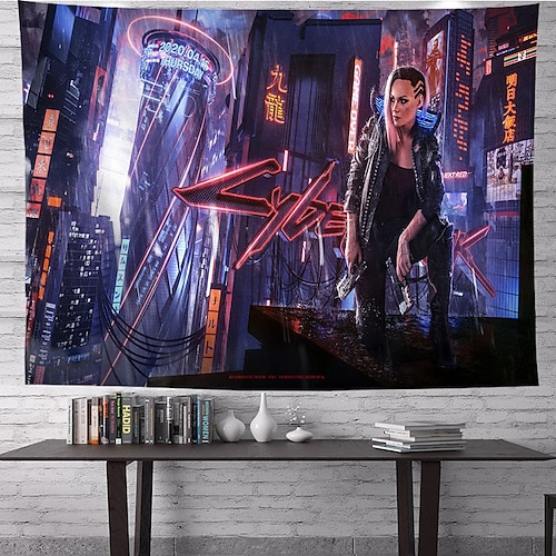 

Inspired by Cyberpunk Wall Tapestry Art Decor Blanket Curtain Hanging Home Bedroom Living Room Decoration Polyester