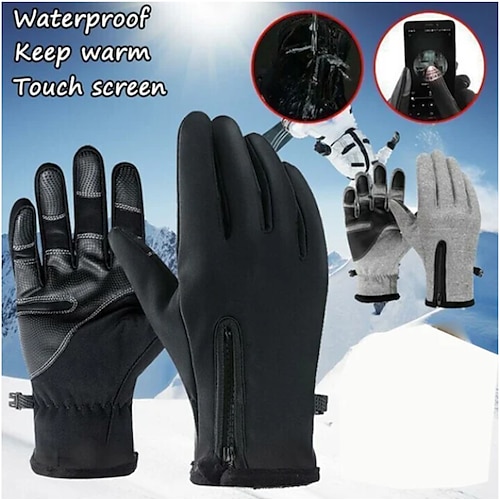 

winter cycling gloves men and women fleece warm touch screen gloves outdoor mountaineering skiing cycling zipper