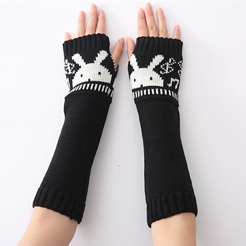 

Women's Fingerless Gloves Warm Winter Gloves Gift Daily Animal Knit Cosplay 1 Pair