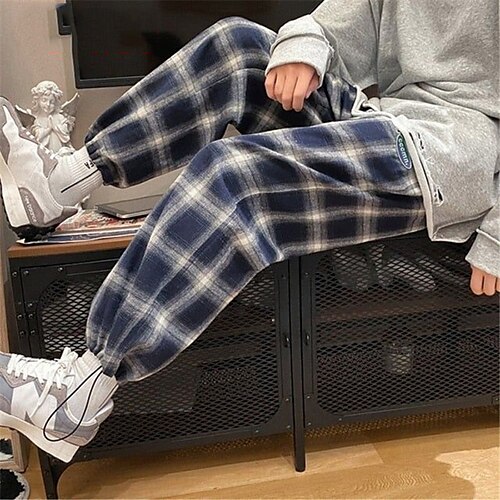 

Men's Joggers Trousers Beach Pants Drawstring Elastic Waist 3D Print Lattice Graphic Prints Tartan Comfort Breathable Sports Outdoor Casual Daily Streetwear Designer Black Khaki Micro-elastic