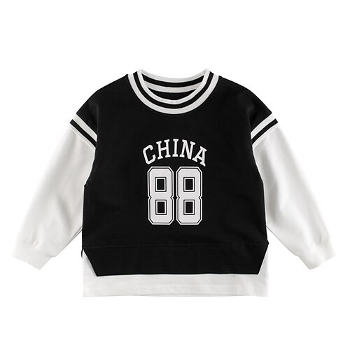 

Kids Boys Sweatshirt Letter Daily Long Sleeve Fashion Cotton 2-8 Years Winter Black