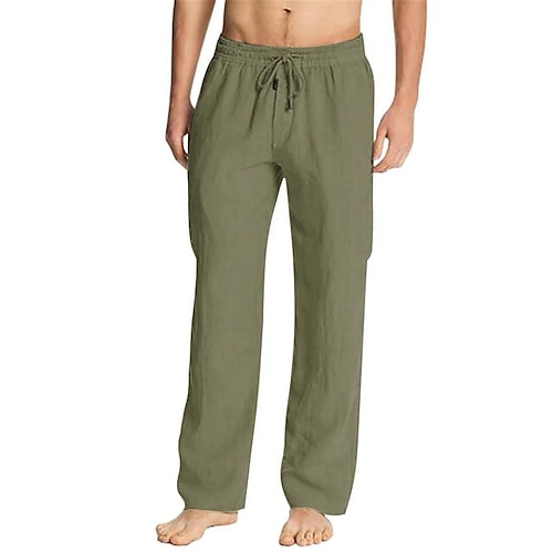 Men's Linen Pants Casual Beach Lightweight Cotton Yoga Wide Leg Pants Brown  3X-Large