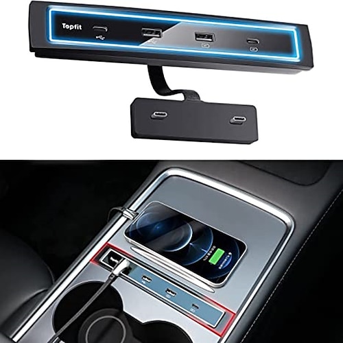 

For Tesla 2021 2022 USB LED Hub Compatible Center Console Smart Sensor Dock (Model 3 /Y)