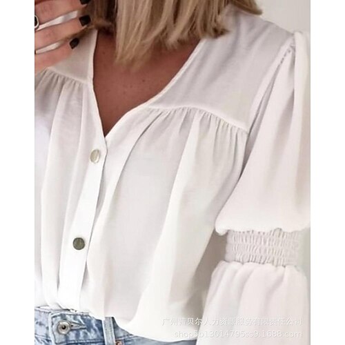 

Spot Foreign Trade 2022 European And American Women's Summer White Solid Color Lace-Up Shirt Top