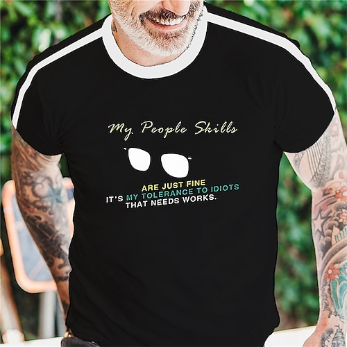 

Men's Unisex T shirt Tee Letter Crew Neck Black Print Outdoor Street Short Sleeve Print Clothing Apparel Sports Designer Casual Big and Tall / Summer / Summer
