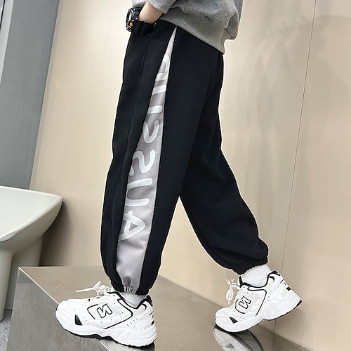 

Kids Boys Pants Black Gray Solid Colored Spring Fall Streetwear Street 3-13 Years