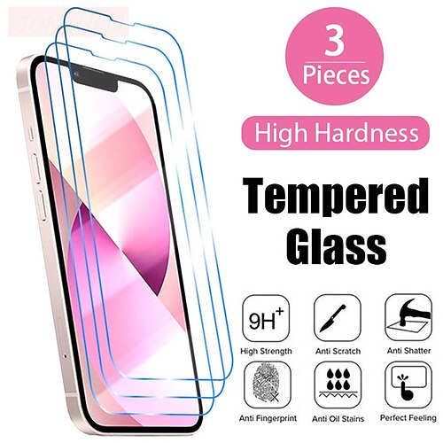 

[3 Pack] Phone Screen Protector For Apple iPhone 14 Pro Max iPhone 13 Pro Max 12 Mini 11 X XR XS Max 8 7 Tempered Glass High Definition (HD) 9H Hardness 3D Touch Compatible Phone Accessory