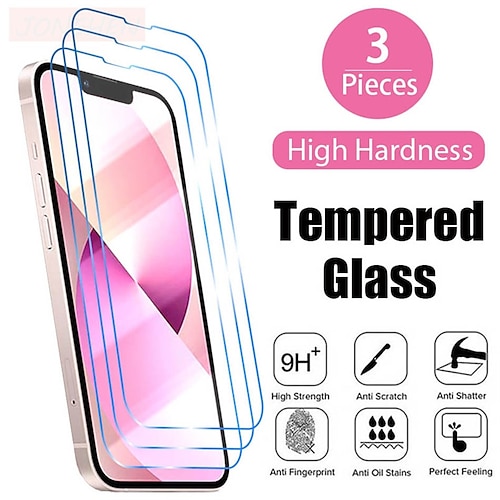 

[3 Pack] Phone Screen Protector For Apple iPhone 14 Pro Max iPhone 13 Pro Max 12 Mini 11 X XR XS Max 8 7 Tempered Glass High Definition (HD) 9H Hardness 3D Touch Compatible Phone Accessory