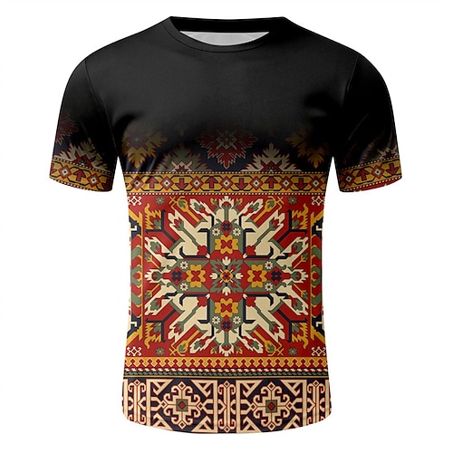 

Men's Unisex T shirt Tee Tribal Graphic Prints Crew Neck Navy Blue White Black 3D Print Outdoor Street Short Sleeve Print Clothing Apparel Sports Designer Casual Big and Tall / Summer / Summer